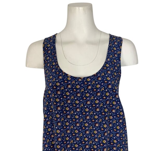 Tory Burch Silk Floral Slip Dress M Navy Blue Sleeveless Mini Scoop Neck Resort - Picture 7 of 10